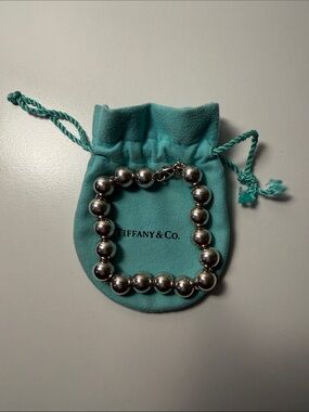 Tiffany & Co. Sterling Silver Bead Bracelet with Tiffany Blue Pouch